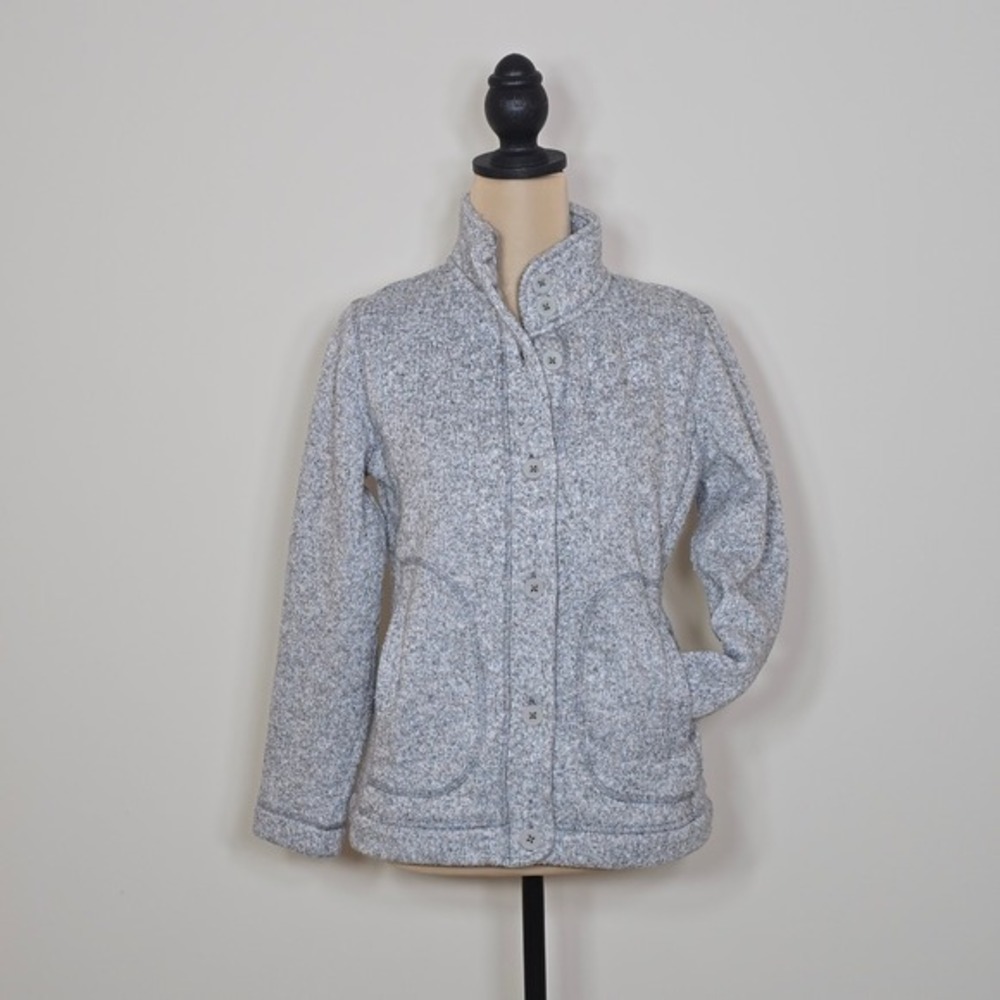 T by Talbots Women's Gray Knit Button Up Sweater Jacket Size SP‎